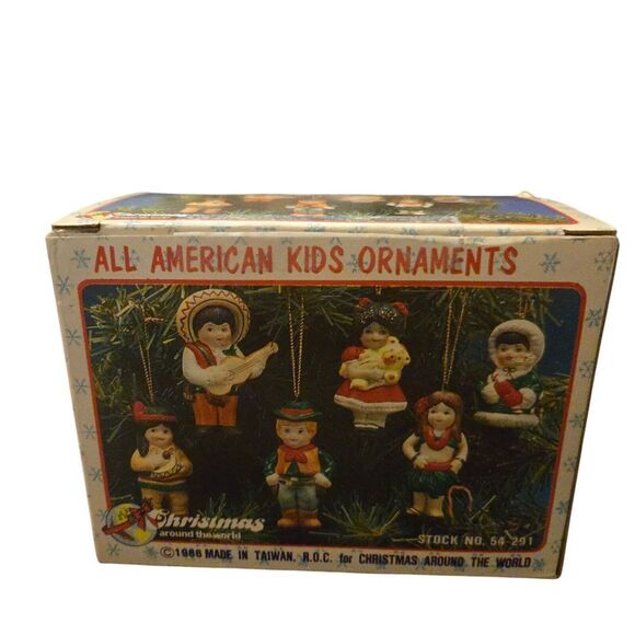 Vintage All American Kids Ornament (Set Of 5) 1 Cowboy Missing 1986 Taiwan - Picture 1 of 4